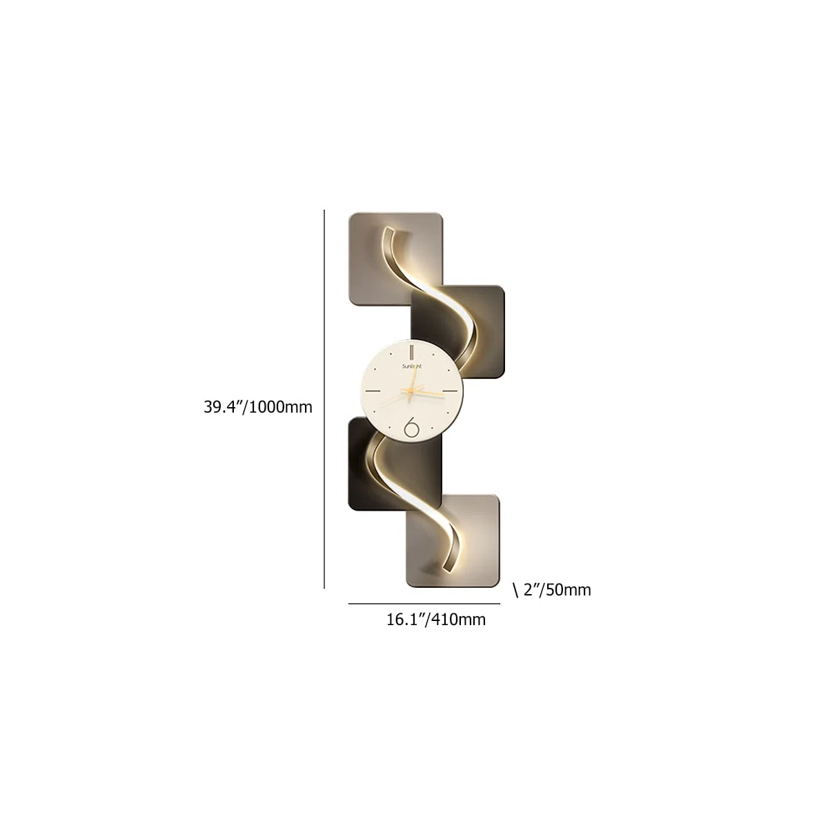 39.4" Large Silent Wall Clock Light Modern Abstract Geometric Decor Art Living Room - Image 3