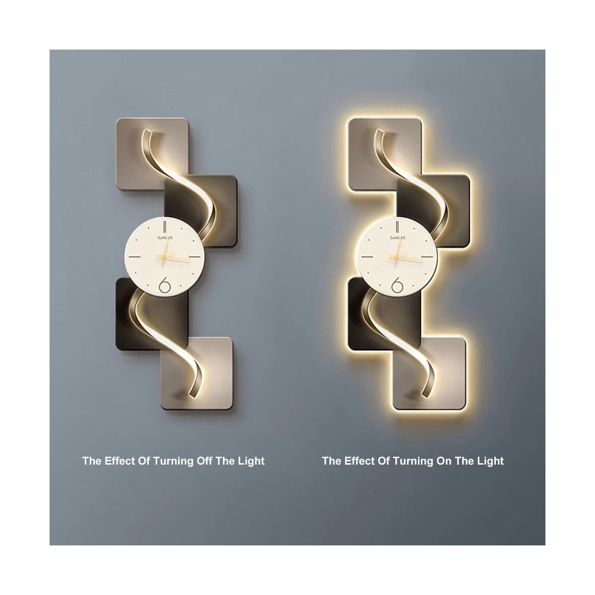 39.4" Large Silent Wall Clock Light Modern Abstract Geometric Decor Art Living Room - Image 5